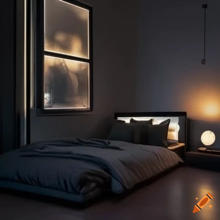 Black bedroom furniture with led lights